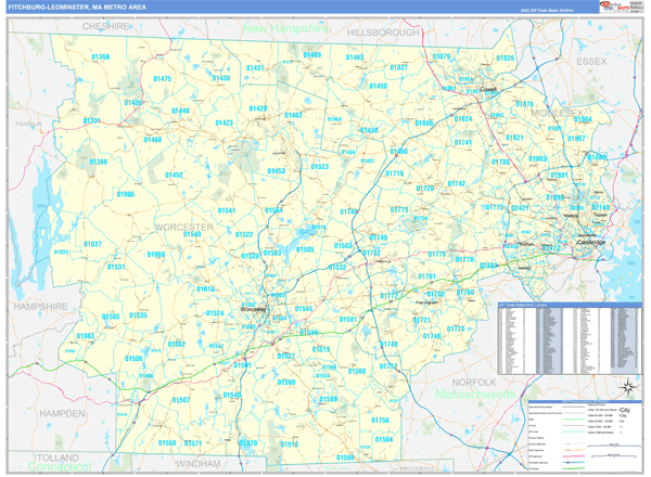 Fitchburg-Leominster Metro Area Digital Map Basic Style